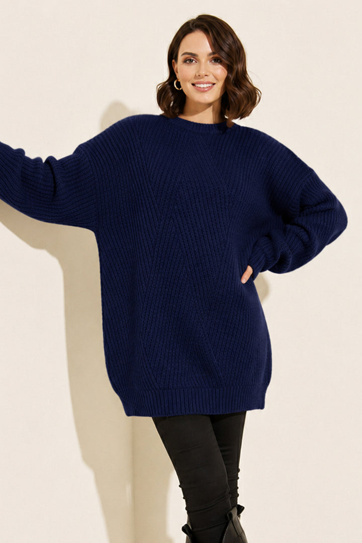 BNG Women Kendinden Desenli Triko Tunik R4444 Lacivert - Urbandale