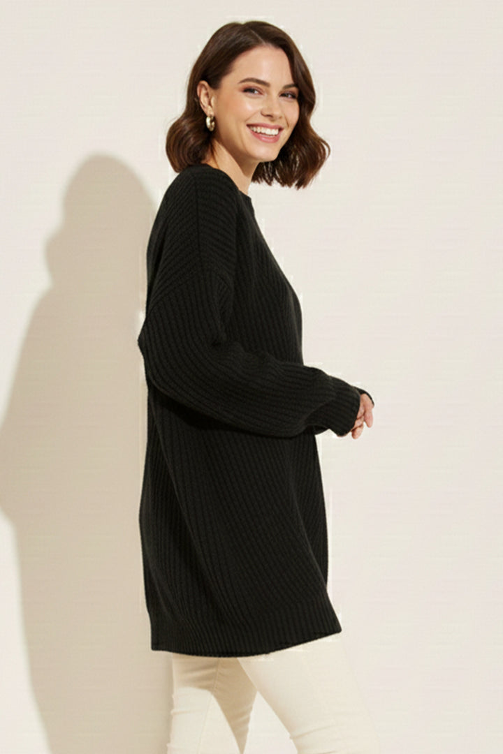 BNG Women Kendinden Desenli Triko Tunik R4444 Siyah - Norwich