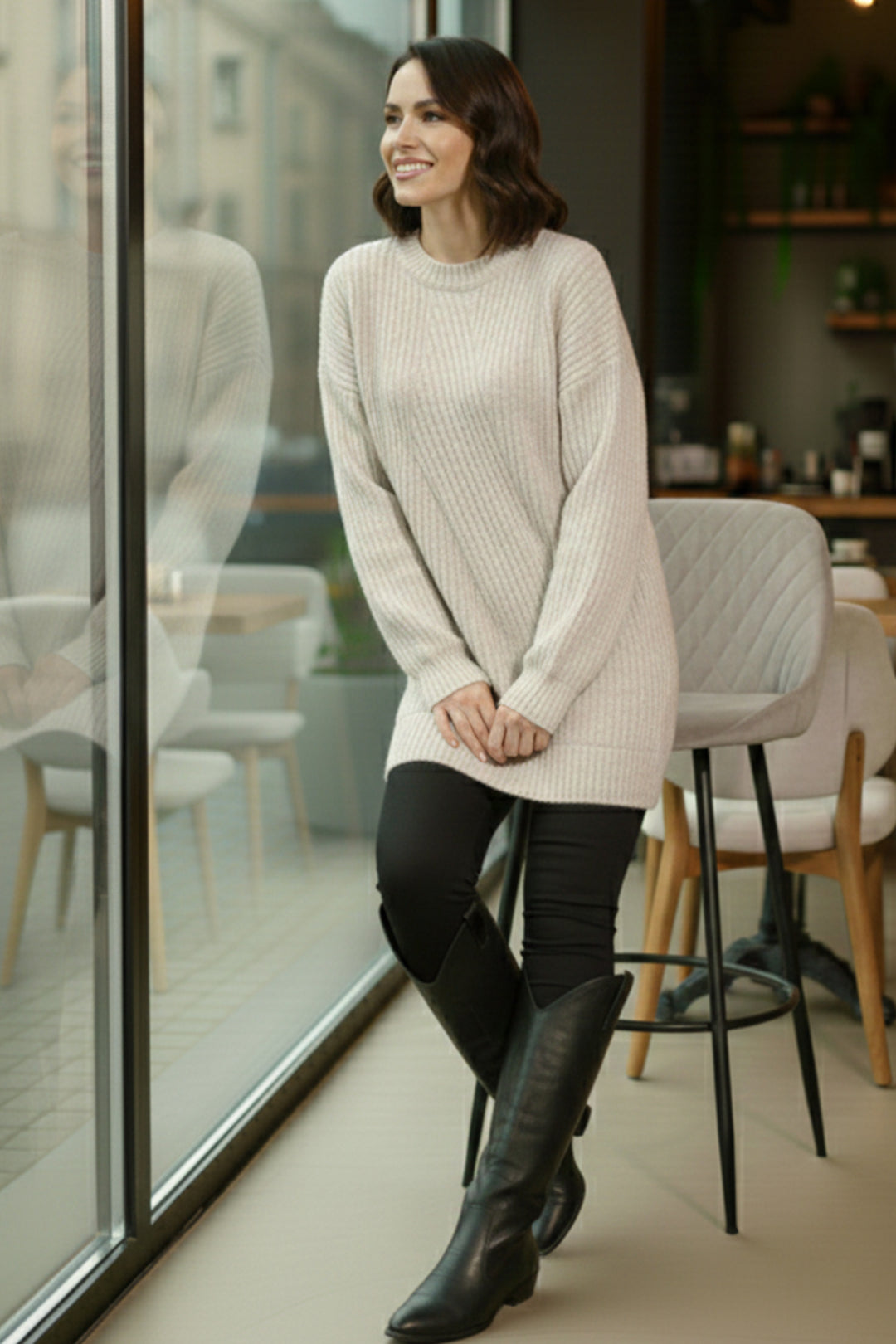 BNG Women Patterned Knit Tunic R4444 Stone Color - Palma