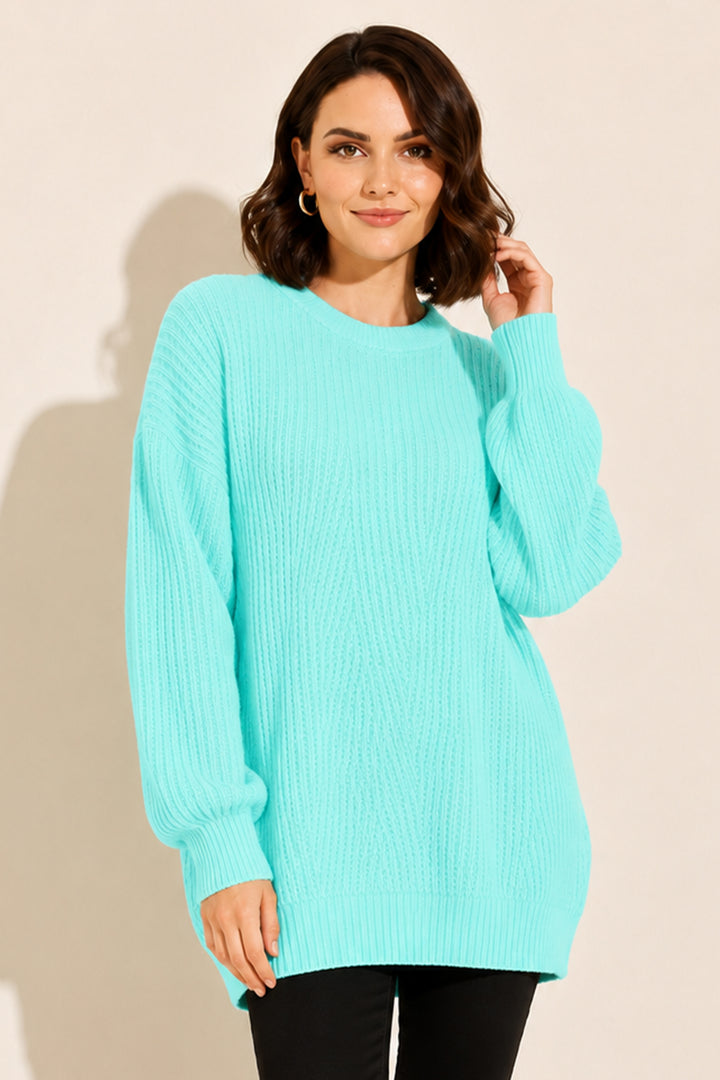 BNG Women Kendinden Desenli Triko Tunik R4444 Turkuaz - Aylesbury