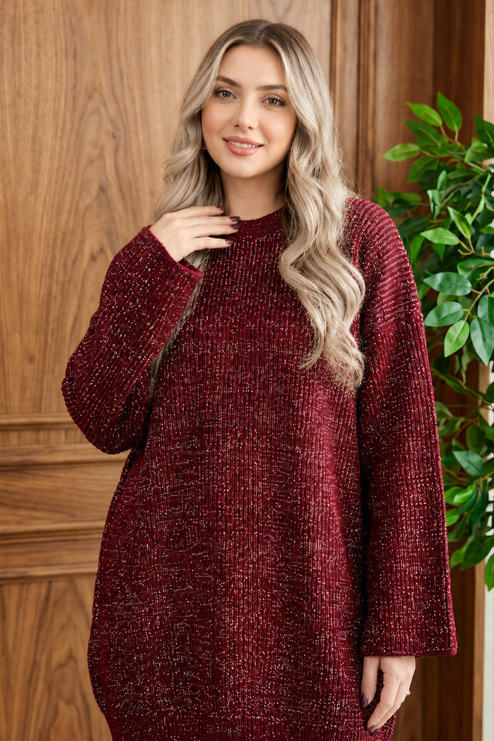 BNG Women Simli Triko Tunik R4498 Bordo - Pontevedra