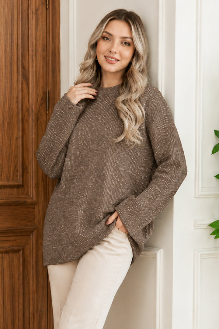 BNG Women Simli Triko Tunik R4498 Vizon - Penticton
