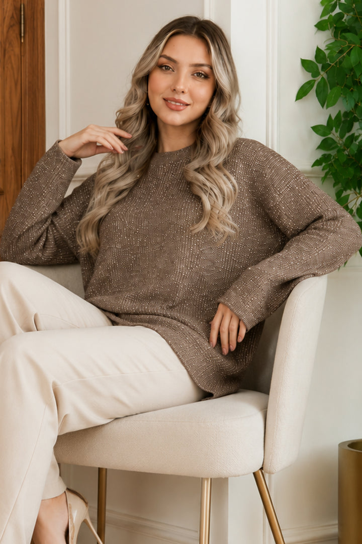 BNG Women Simli Triko Tunik R4498 Vizon - Penticton