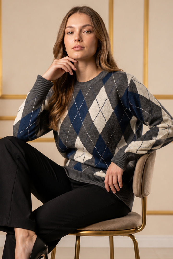 BNG Women Baklava Desenli Triko Tunik R4508 Lacivert - Freeport