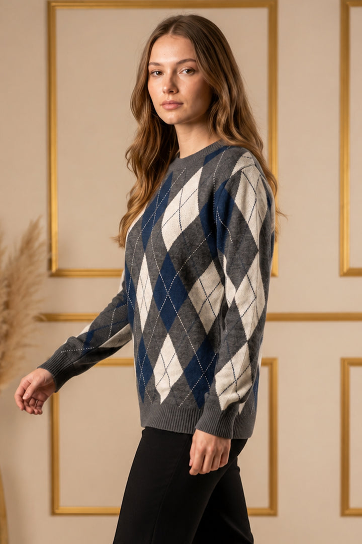 BNG Women Baklava Desenli Triko Tunik R4508 Lacivert - Freeport
