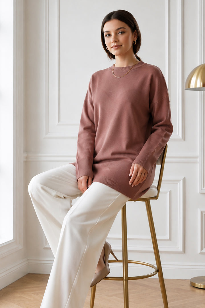 BNG Women Triko Tunik R7183 Gül Kurusu - Avilés