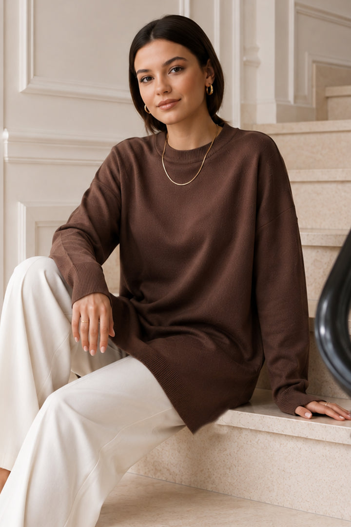 BNG Women Triko Tunik R7183 Kahverengi - Béziers