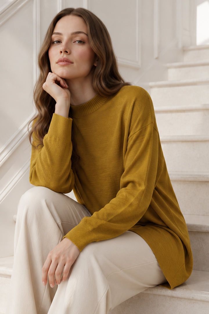 BNG Women Triko Tunik R7183 Yağ Yeşili - Fondi