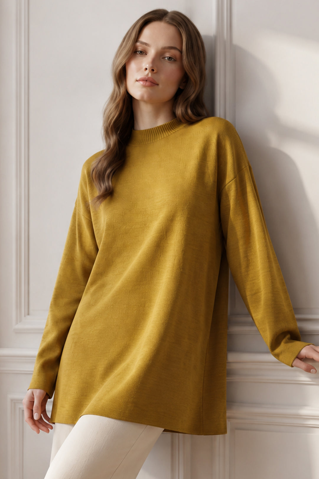 BNG Women Triko Tunik R7183 Yağ Yeşili - Fondi
