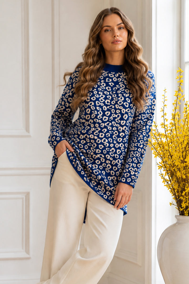BNG Women Leopar Desenli Tunik R7185 Lacivert - Cantanhede