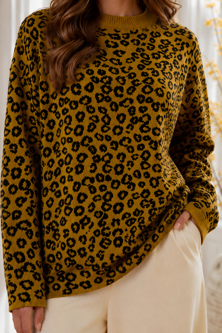 BNG Women Leopar Desenli Tunik R7185 Yağ Yeşili - Chicoloapan