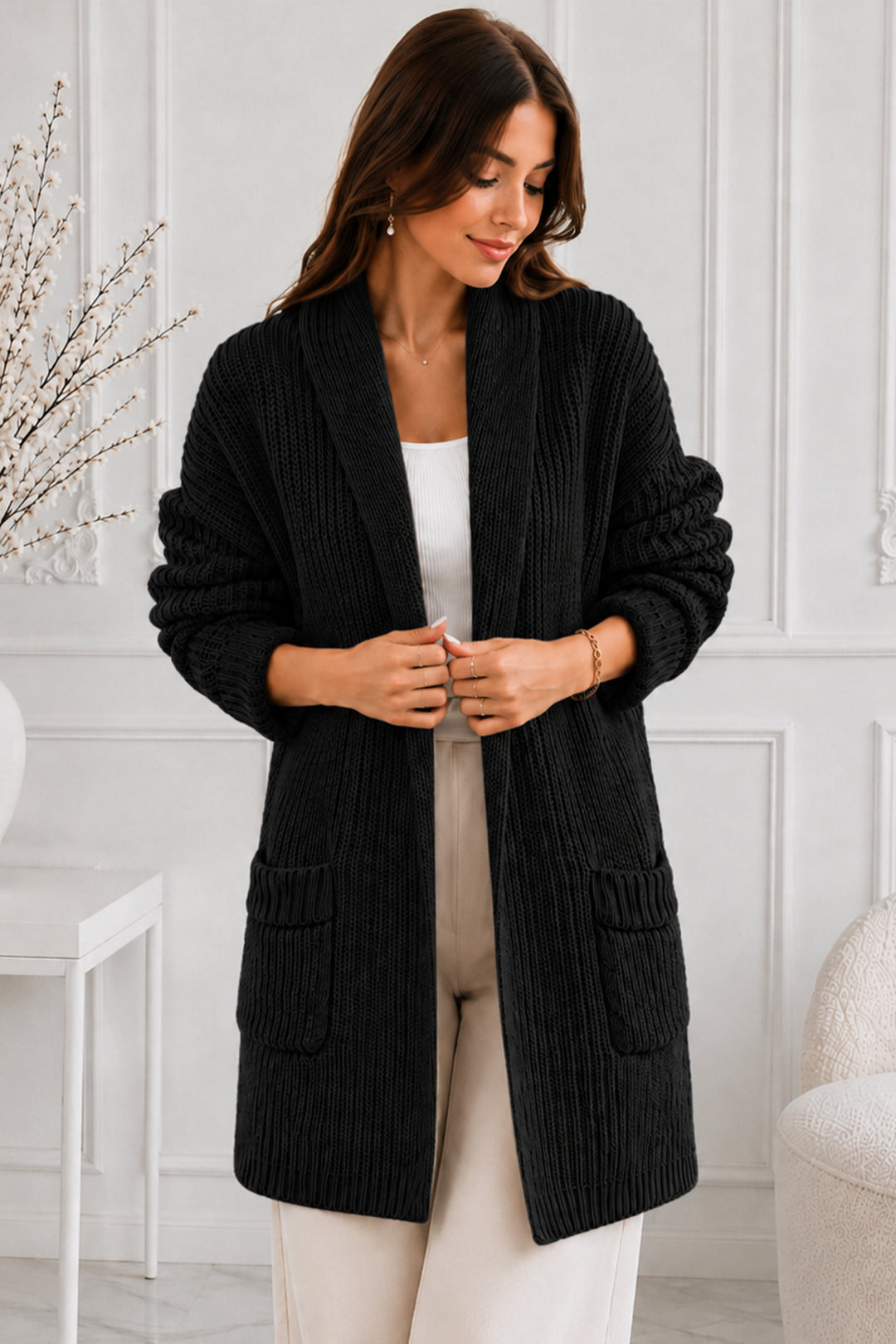 BNG Women Cepli Triko Hırka R4596 Siyah - Palm Harbor