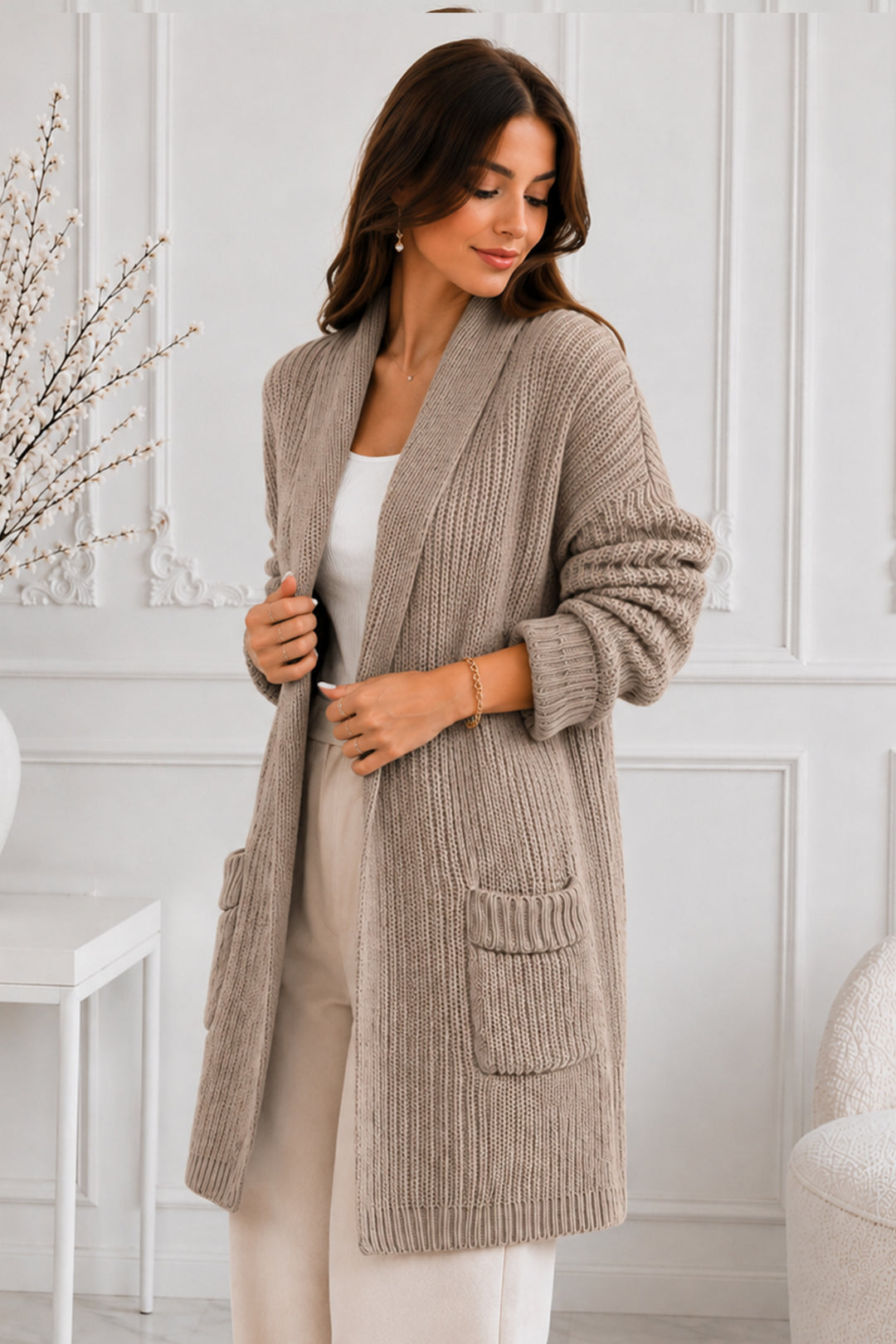 BNG Women Cepli Triko Hırka R4596 Vizon - Ciudad Mante