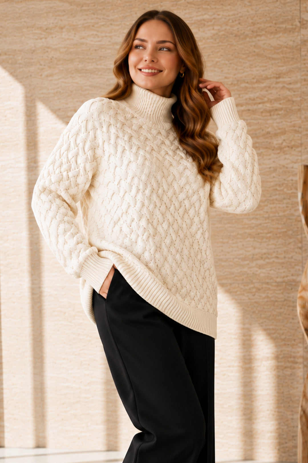 BNG Women Balıkçı Yaka Triko Kazak R4518 Ekru - Kirchheim unter Teck