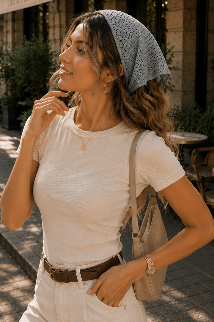 BNG Women Kadın File Model Bandana 7077 Gri - Fulda