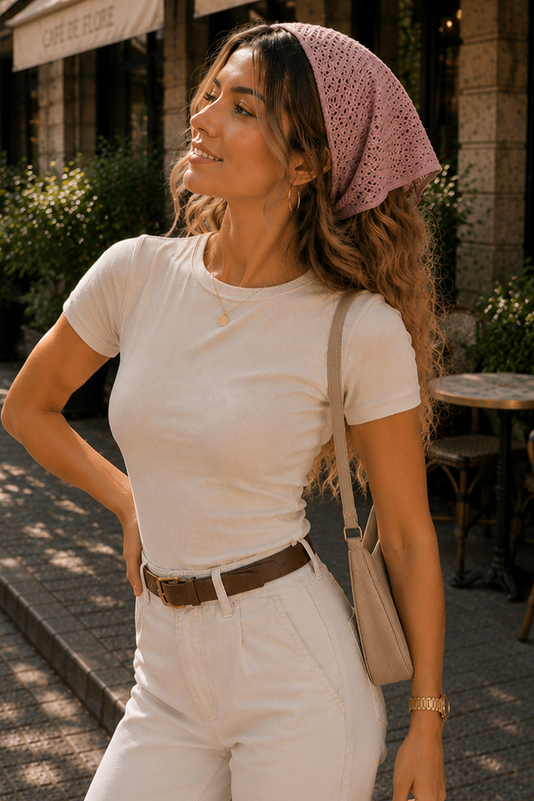 BNG Women Kadın File Model Bandana 7077 Gül Kurusu - Berchem