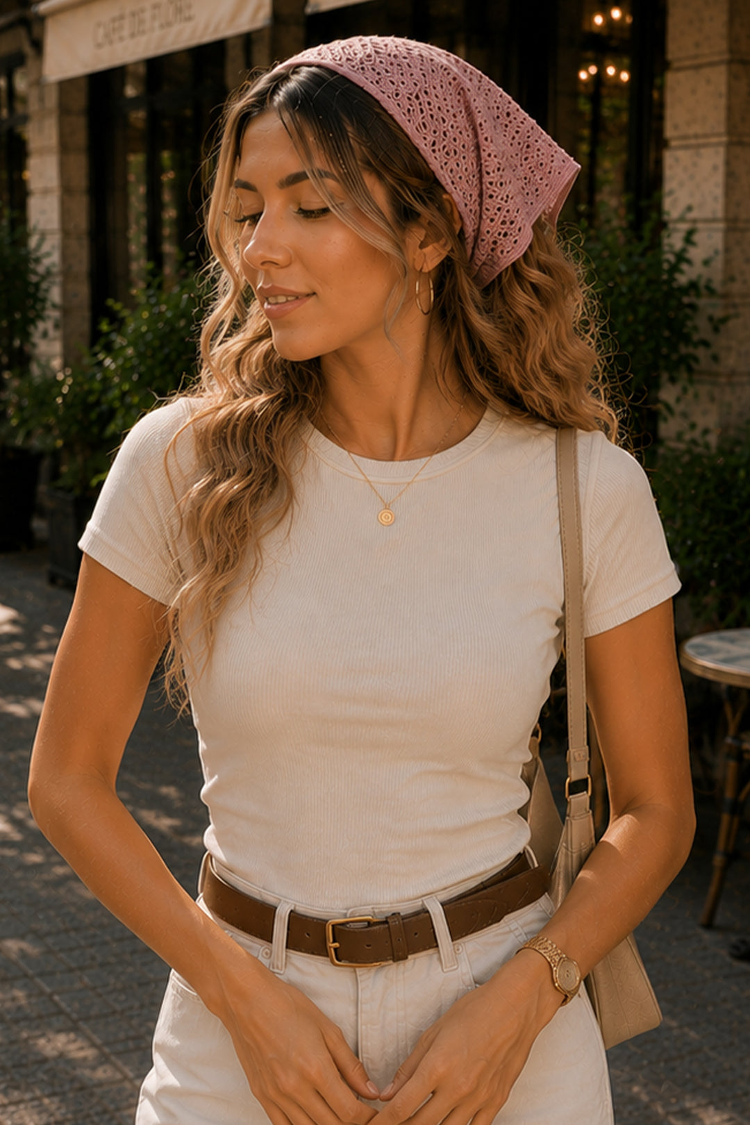 BNG Women Kadın File Model Bandana 7077 Gül Kurusu - Berchem
