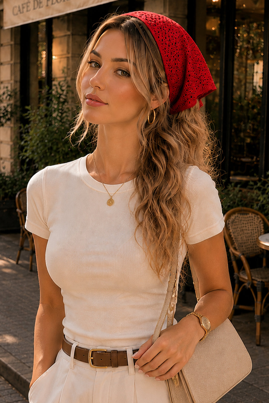 BNG Women Kadın File Model Bandana 7077 Kırmızı - Erlangen