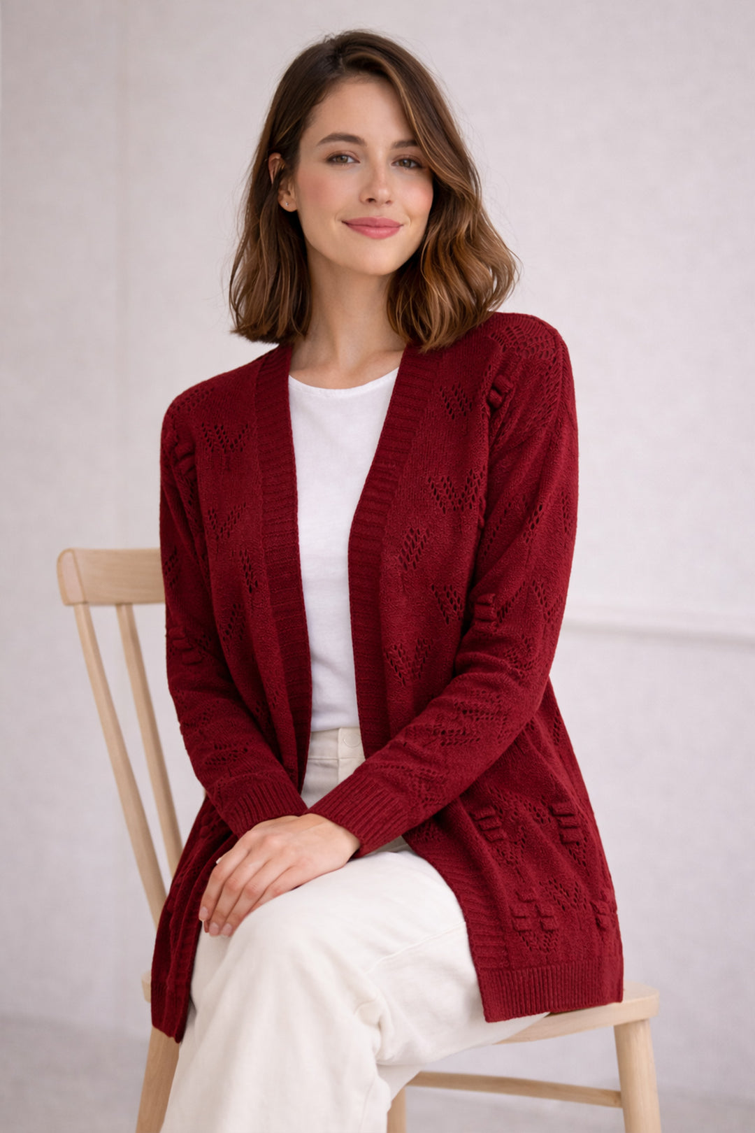 BNG Women Yazlık Pamuk Hırka R4551 Bordo - Ixtlahuacán de los Membrillos