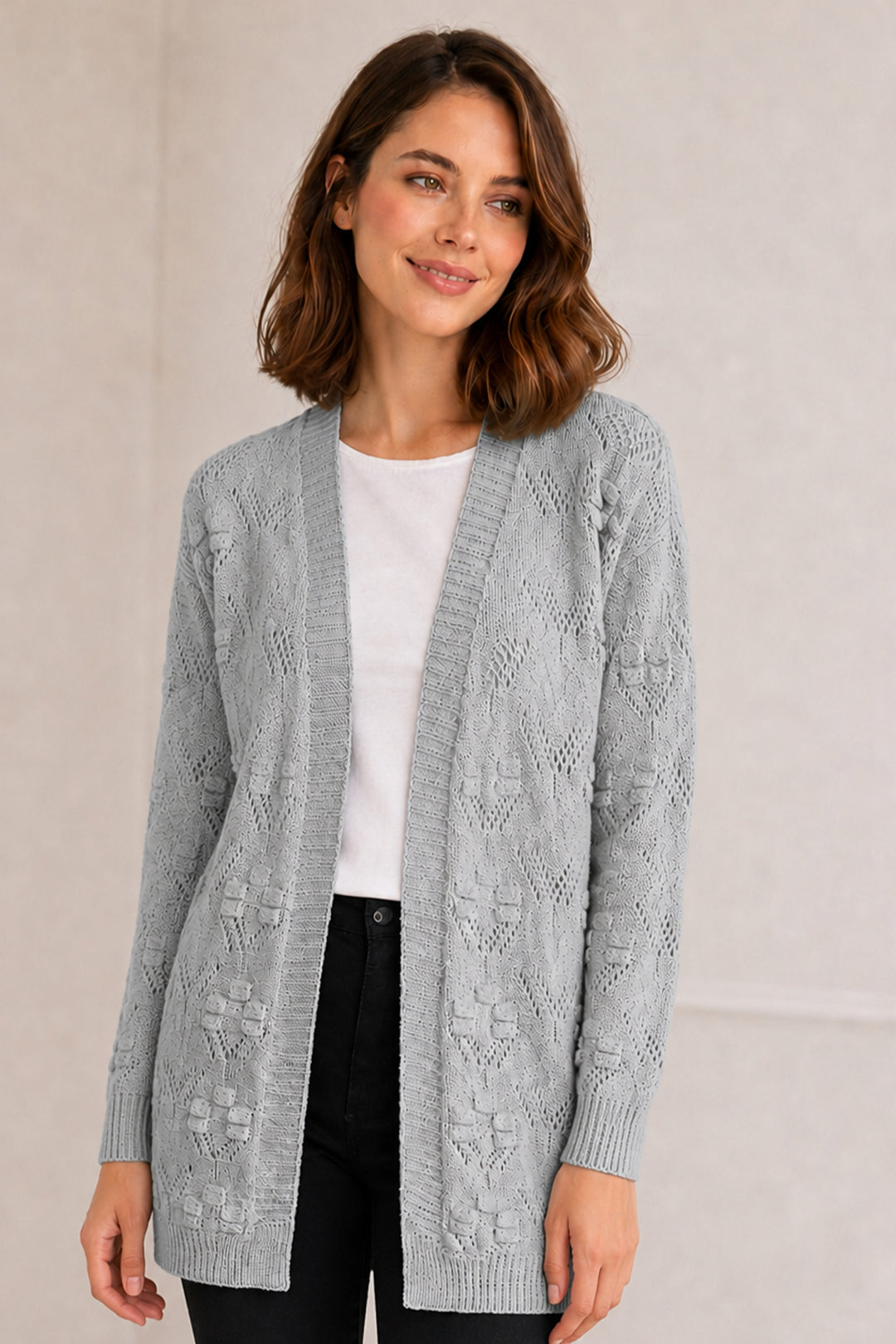 BNG Women Yazlık Pamuk Hırka R4551 Gri - Citrus Heights