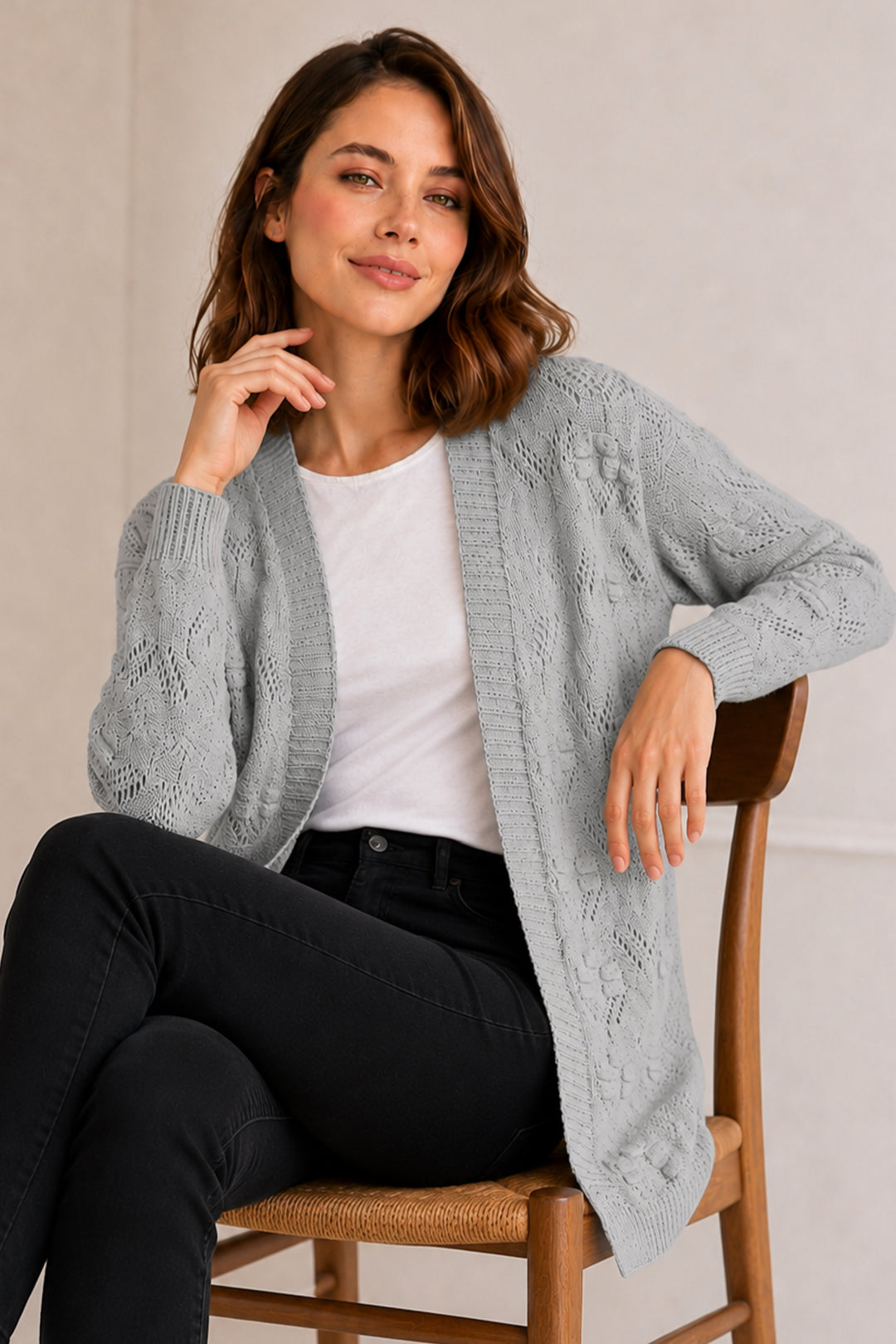 BNG Women Yazlık Pamuk Hırka R4551 Gri - Citrus Heights