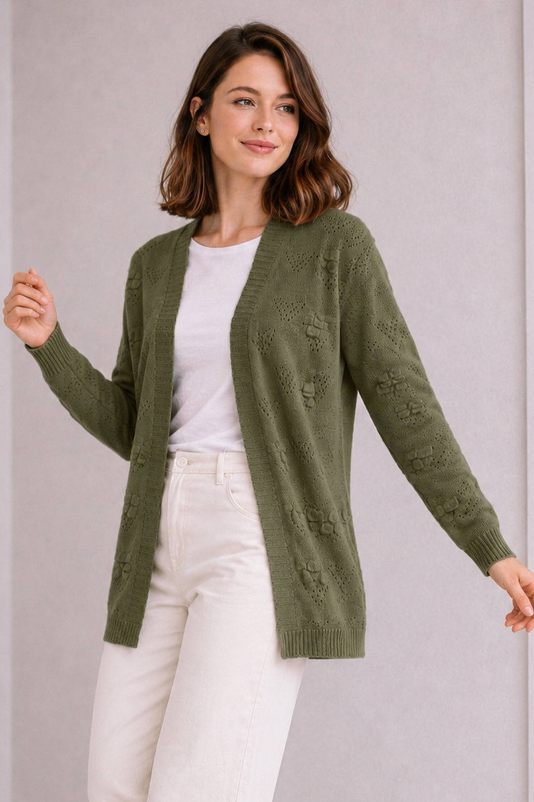 BNG Women Yazlık Pamuk Hırka R4551 Haki - Irvine