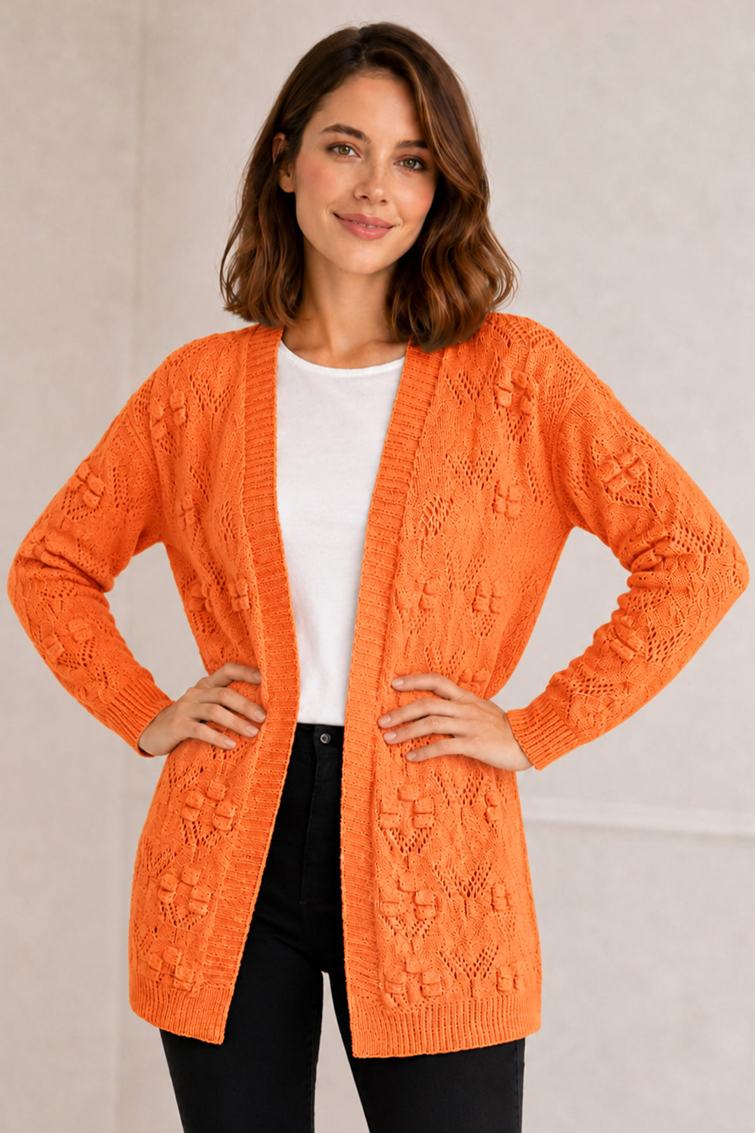 BNG Women Yazlık Pamuk Hırka R4551 Oranj - Concord