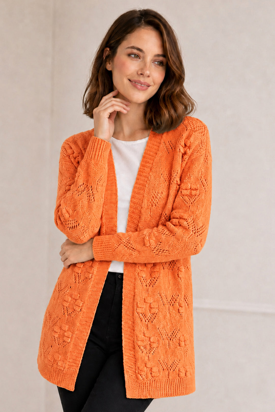 BNG Women Yazlık Pamuk Hırka R4551 Oranj - Concord