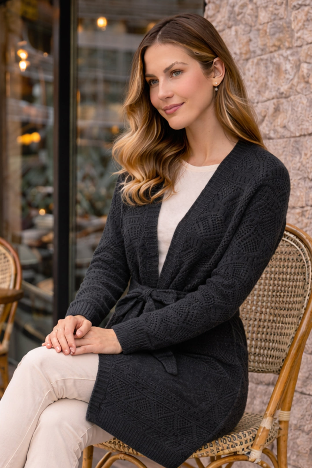BNG Women Yazlık Pamuk Hırka R4348 Antrasit - Ludwigsburg
