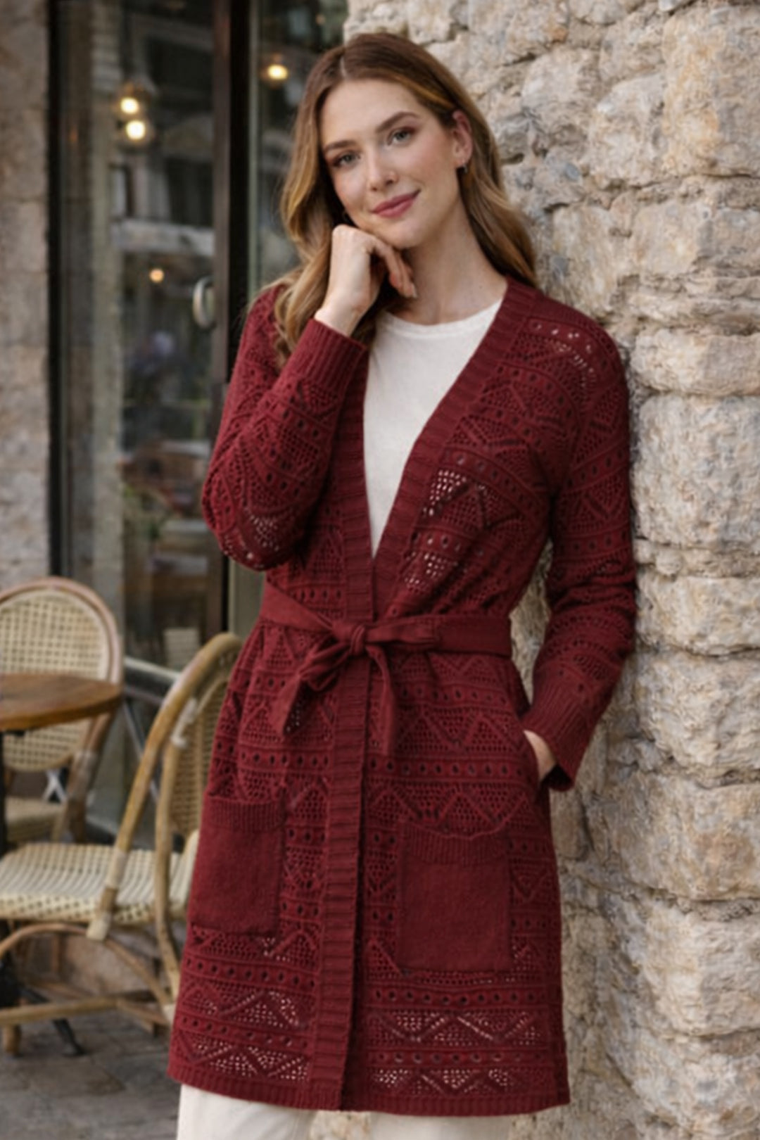 BNG Women Yazlık Pamuk Hırka R4348 Bordo - Langenhagen