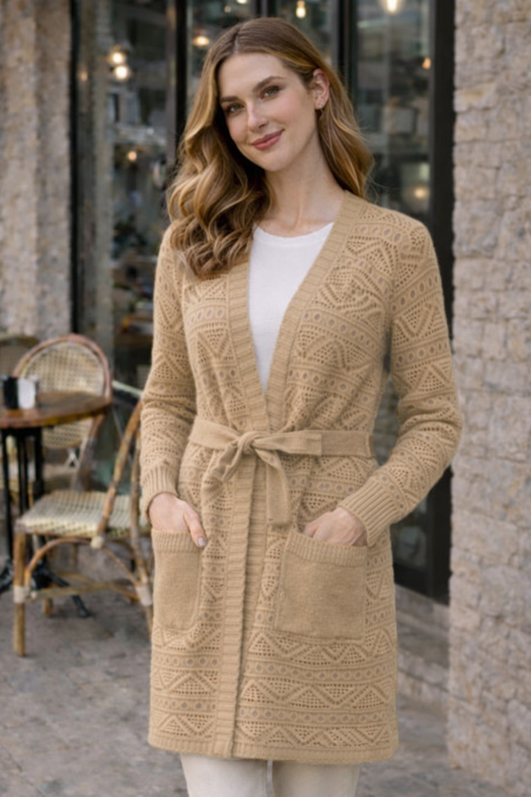 BNG Women Yazlık Pamuk Hırka R4348 Camel - Billings