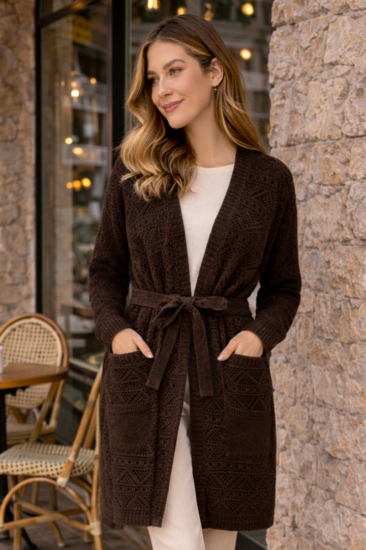 BNG Women Yazlık Pamuk Hırka R4348 Kahverengi - Collegno