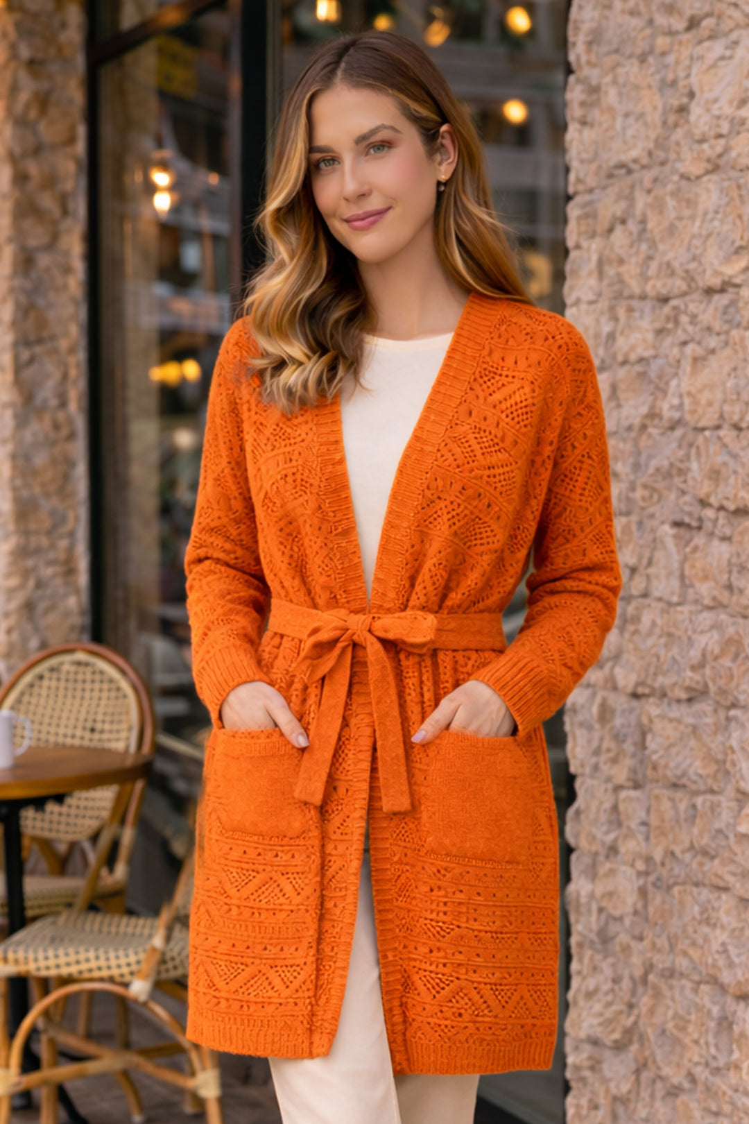 BNG Women Yazlık Pamuk Hırka R4348 Oranj - Odivelas