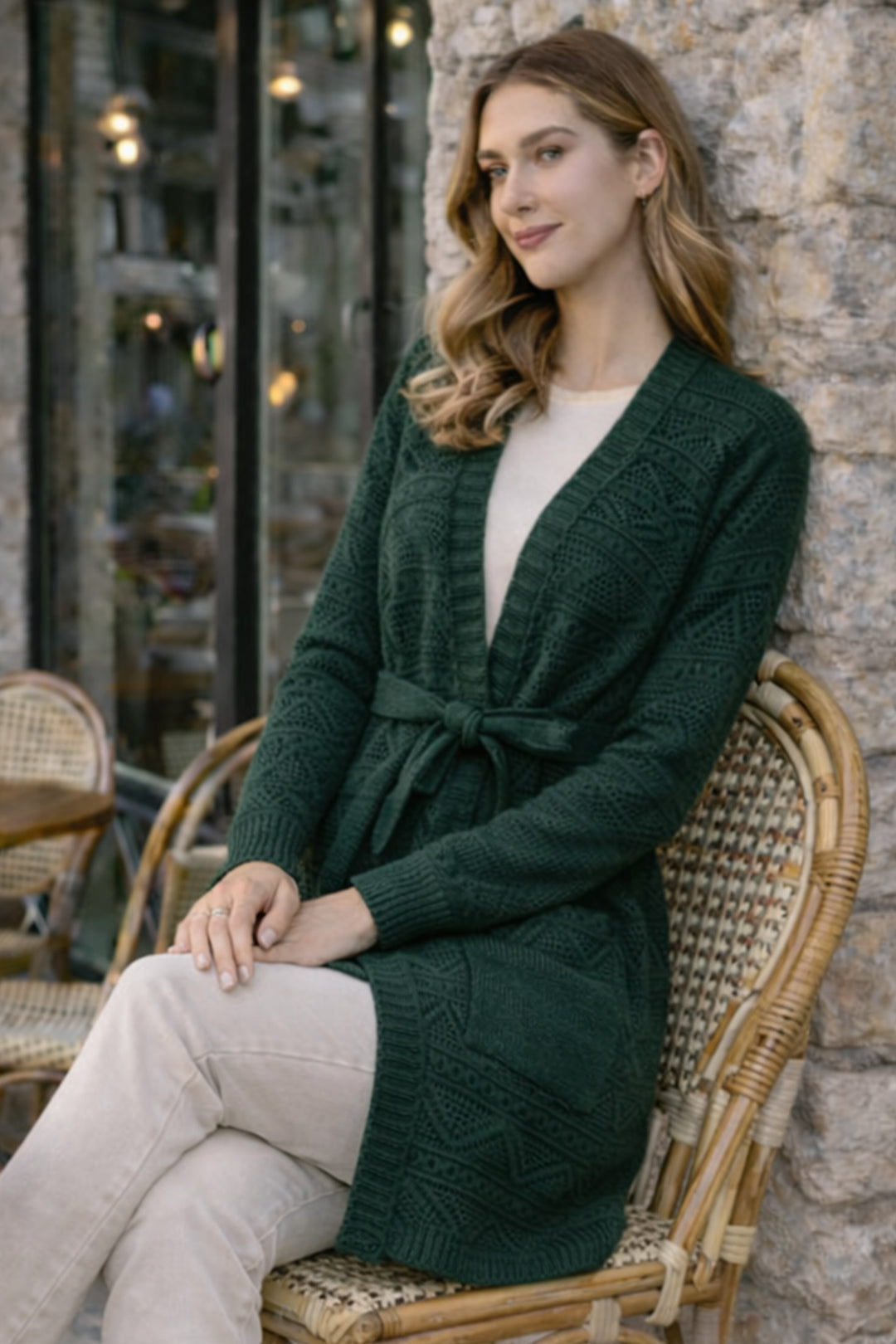 BNG Women Yazlık Pamuk Hırka R4348 Zümrüt Yeşili - Eau Claire