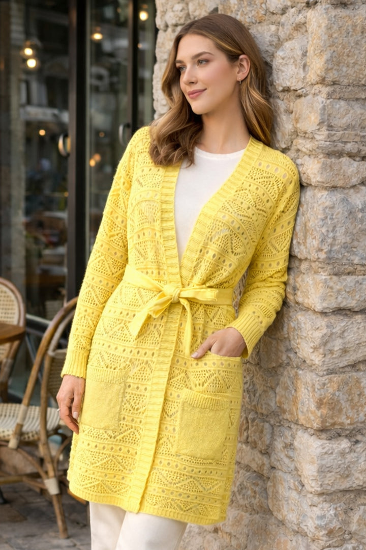 BNG Women Yazlık Pamuk Hırka R4348 Limon Sarısı - Rubí