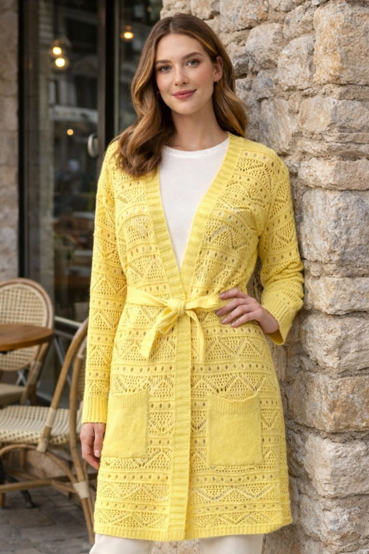 BNG Women Yazlık Pamuk Hırka R4348 Limon Sarısı - Rubí