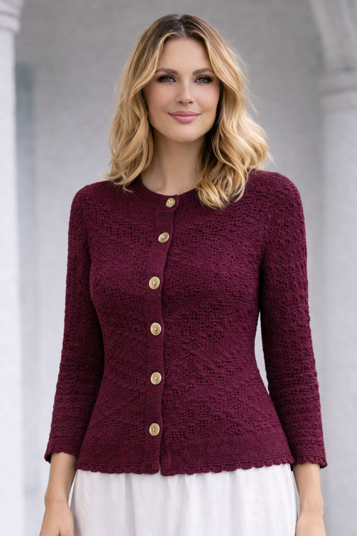 BNG Women Yazlık Pamuk Hırka R4542 Bordo - Tottenham