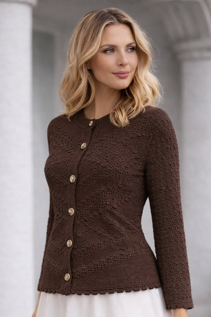 BNG Women Yazlık Pamuk Hırka R4542 Kahverengi - Alessandria
