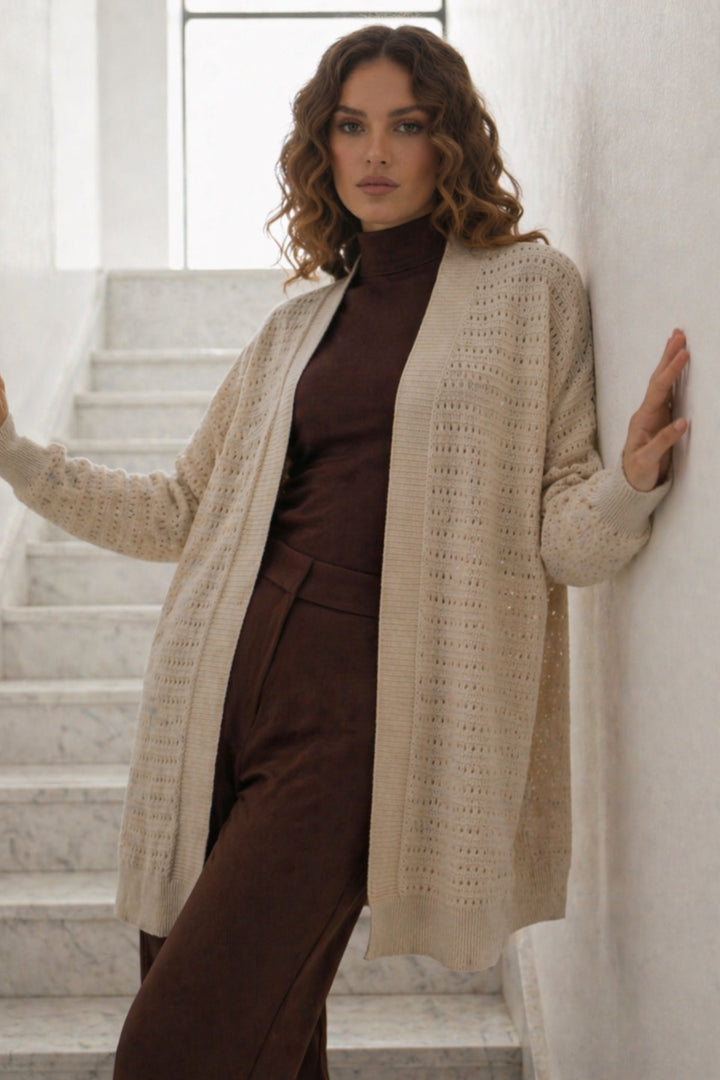 BNG Women Yazlık Pamuk Hırka R7193 Bej - Portugalete
