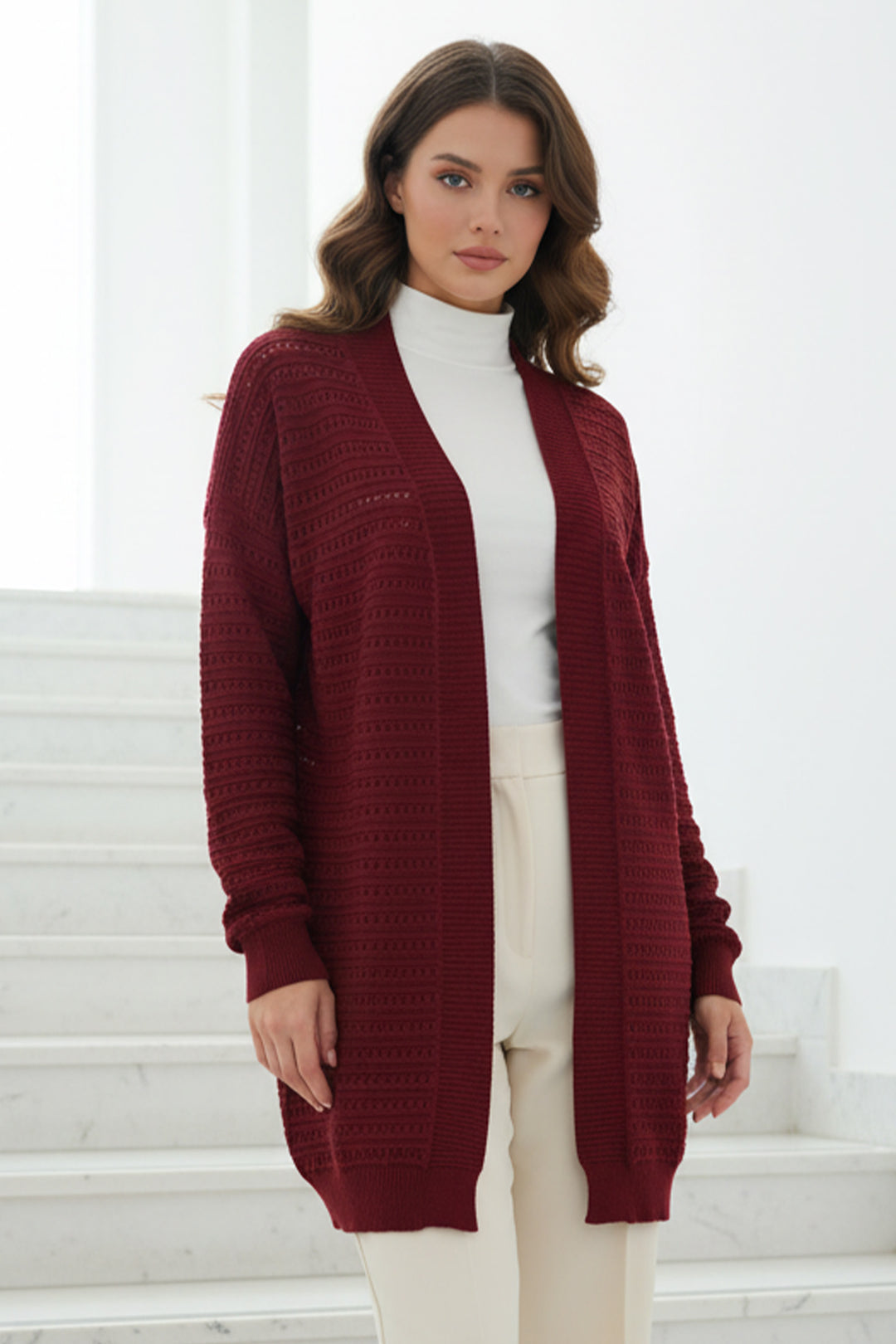 BNG Women Yazlık Pamuk Hırka R7193 Bordo - Esch-sur-Alzette