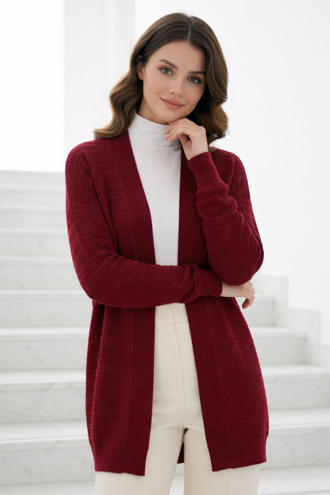 BNG Women Yazlık Pamuk Hırka R7193 Bordo - Esch-sur-Alzette