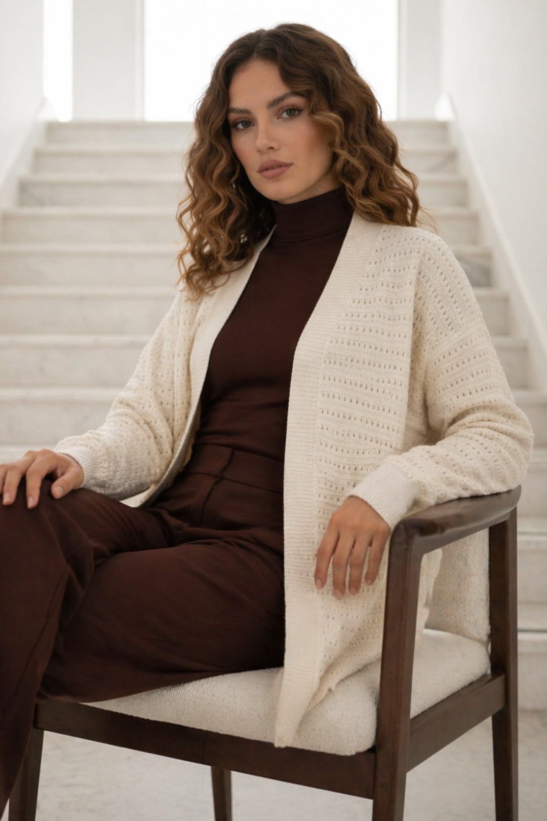 BNG Women Yazlık Pamuk Hırka R7193 Ekru - Raleigh