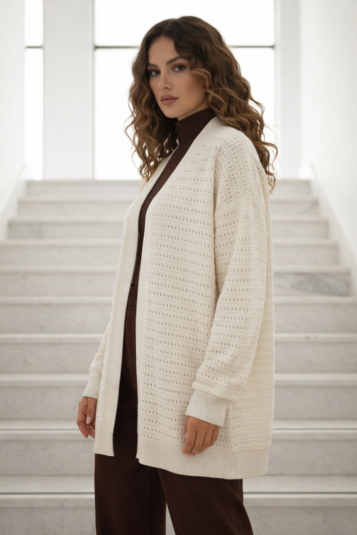BNG Women Yazlık Pamuk Hırka R7193 Ekru - Raleigh