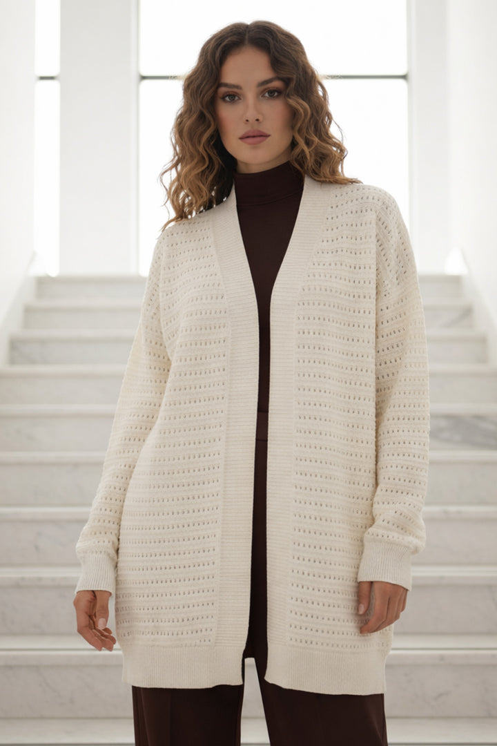 BNG Women Yazlık Pamuk Hırka R7193 Ekru - Raleigh