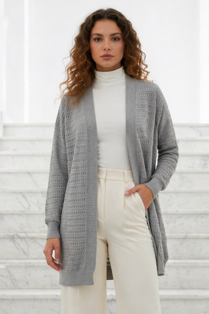 BNG Women Yazlık Pamuk Hırka R7193 Gri - Uzhhorod