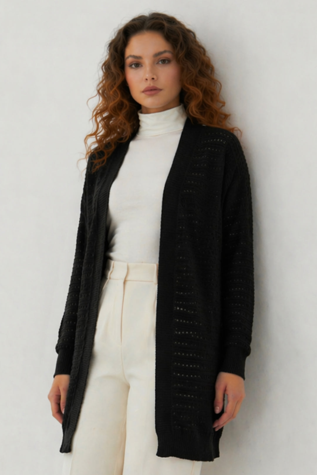 BNG Women Yazlık Pamuk Hırka R7193 Siyah - Tecamachalco
