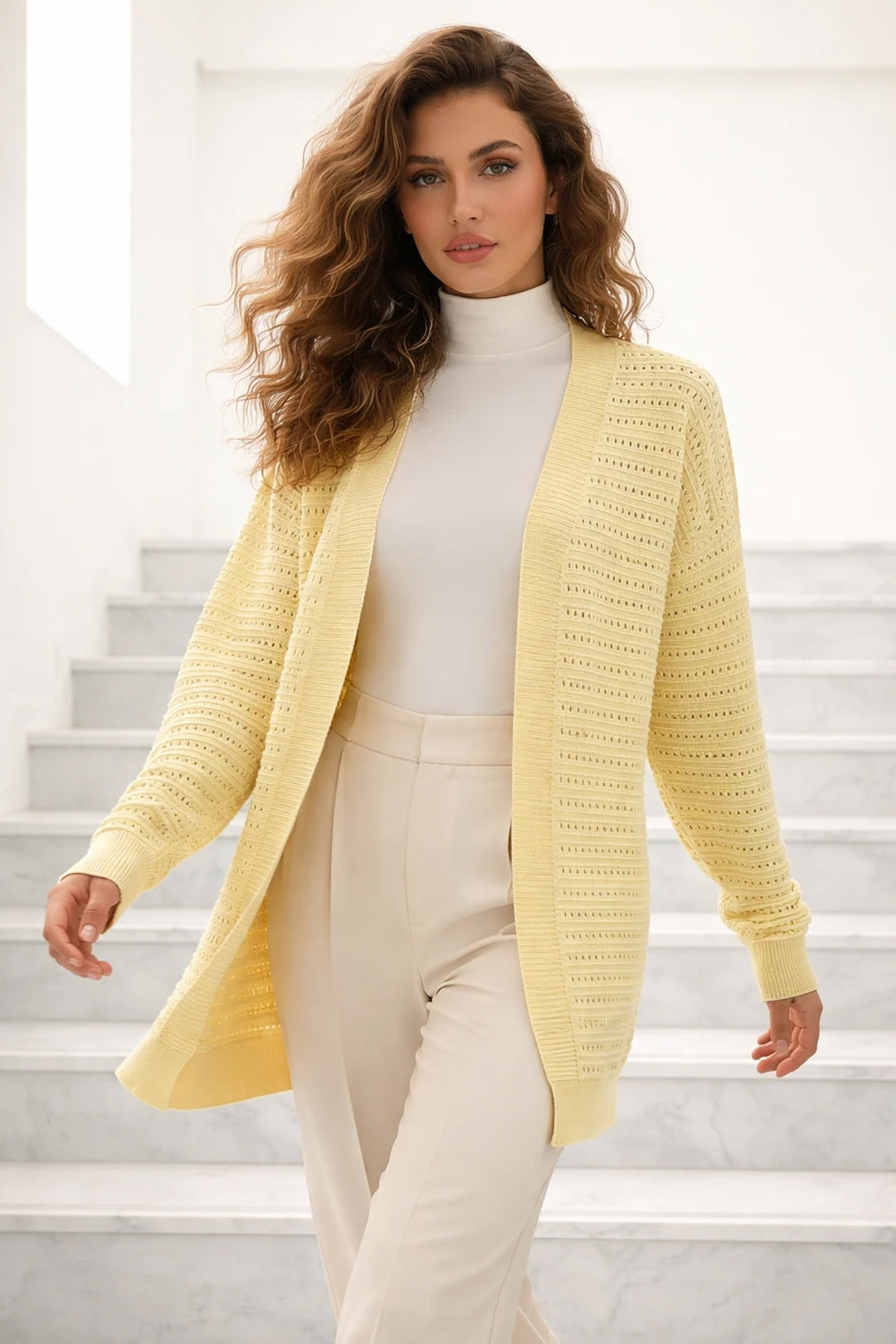 BNG Women Yazlık Pamuk Hırka R7193 Limon Sarısı - Manassas