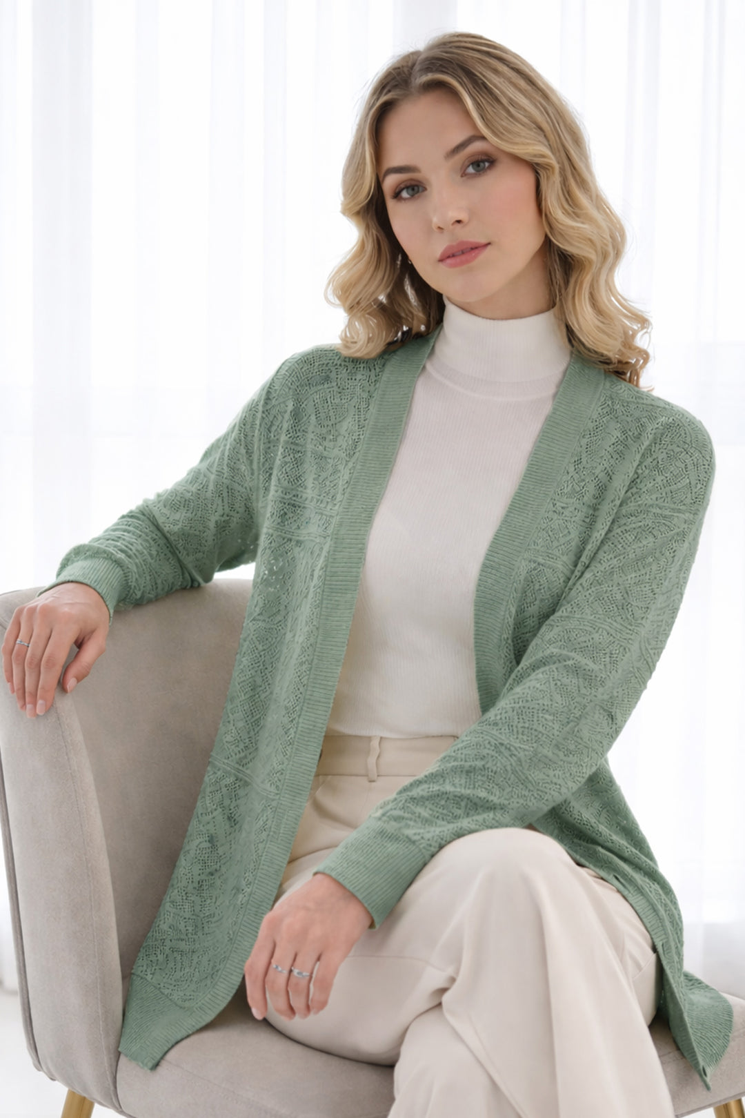 BNG Women Yazlık Pamuk Hırka R7203 Çağla - San Jacinto