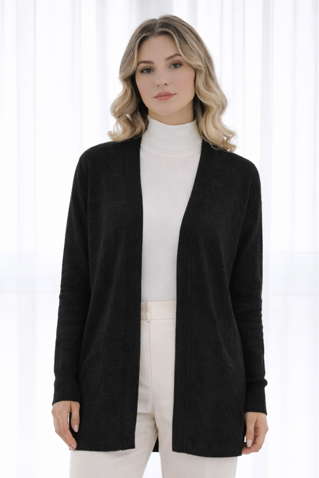 BNG Women Yazlık Pamuk Hırka R7203 Siyah - Sankt Gallen