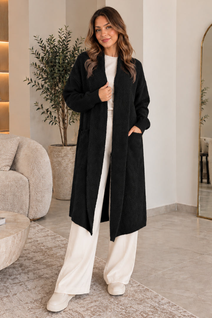 BNG Women Sakallı Uzun Triko Hırka R4617 Siyah - Stockton-on-Tees